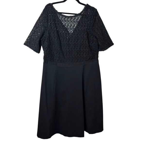 Boden Black Lace Fit & Flare Dress Womens Size 18L Knee Length Elegant Lined - Picture 1 of 14